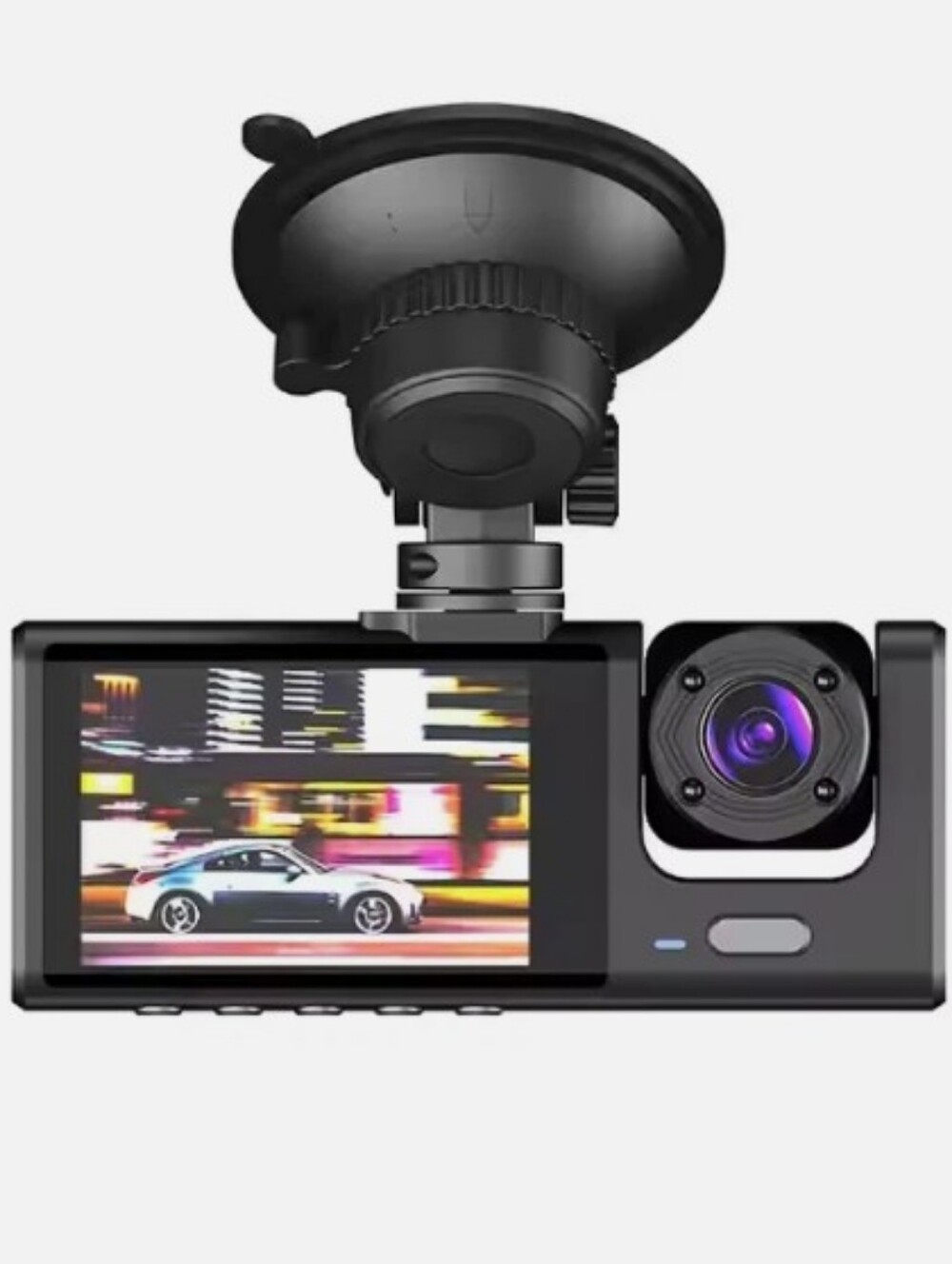 Black Triple-Lens 1080P Dash Cam with WiFi and Smart Connectivity
